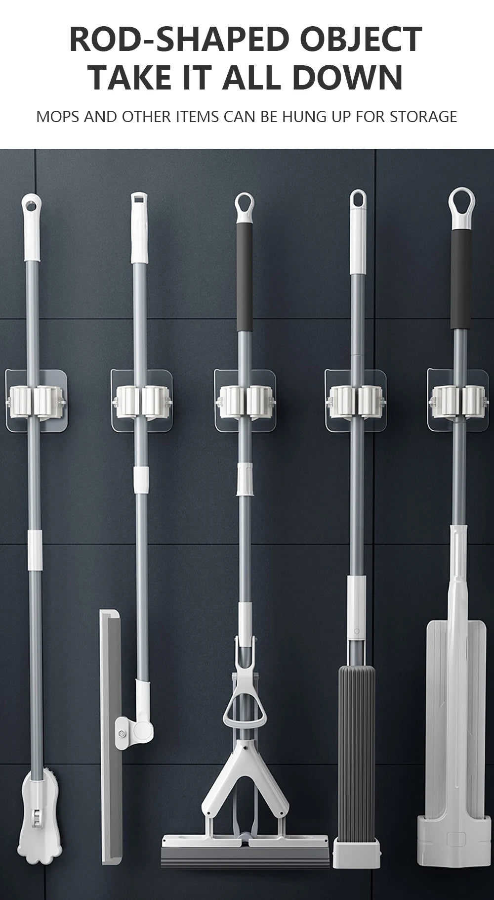 Mop Rack Broom Hanger Hook Kitchen Bathroom Organization Home Organizer Accessories