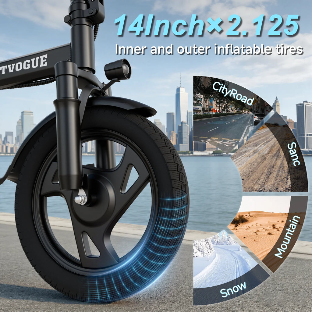 Electric Bike 22MPH 40Miles 14inch All-Terrain E-Bike for Adults