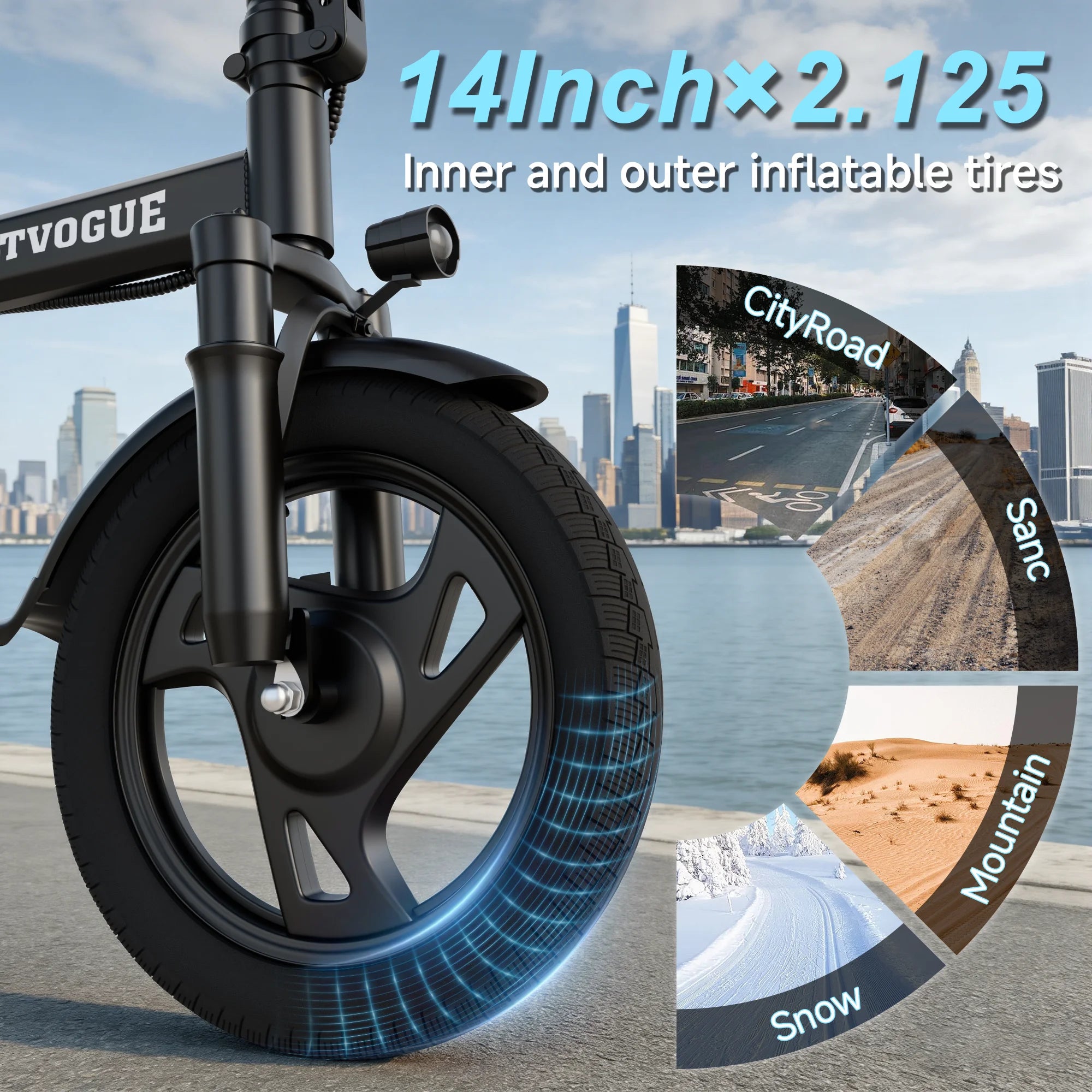 Electric Bike 22MPH 40Miles 14inch All-Terrain E-Bike for Adults