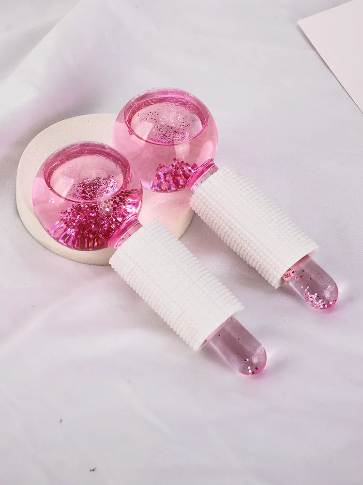 2PCS/Beauty Crystal Ball Facial Cooling Ice Globes Water Wave Face and Eye Massage Skin Care