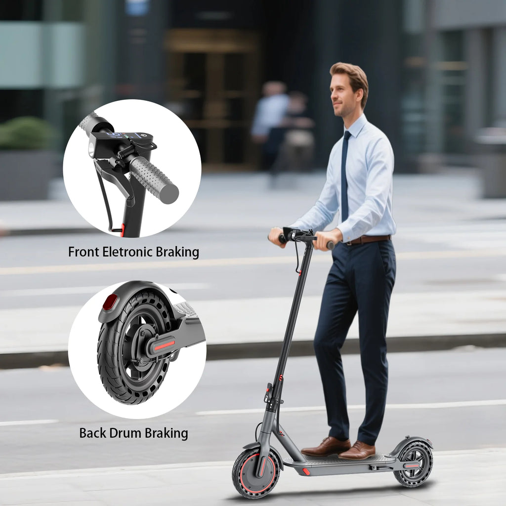 Electric Scooter With Seat Storage Bag 350W 36V 5.2Ah 19/MPH 16Miles Range APP Control Commute E-Scooter
