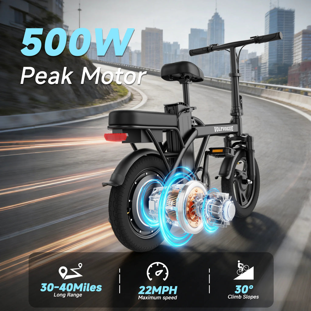 Electric Bike 22MPH 40Miles 14inch All-Terrain E-Bike for Adults