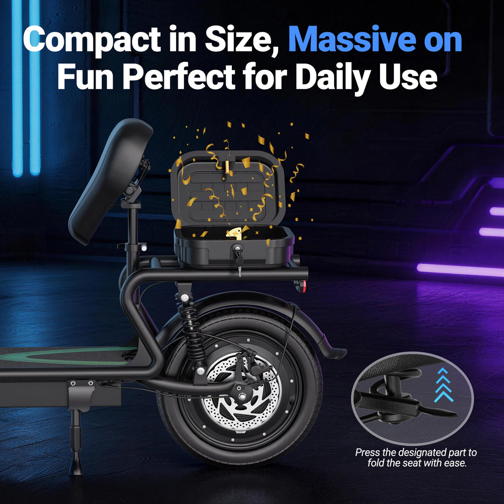 Electric Scooter 48V 22.5Ah Battery 14 Inch Tire Foldable Commuter E Scooter with Storage Box 22MPH Speed 40 Miles