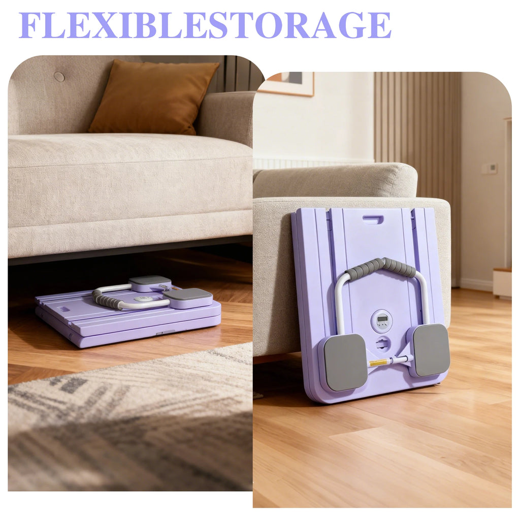 Portable Pilates Board Foldable Core Trainer with Resistance Bands Automatic Rebound Pushup Board with Knee Pad and Phone Holder