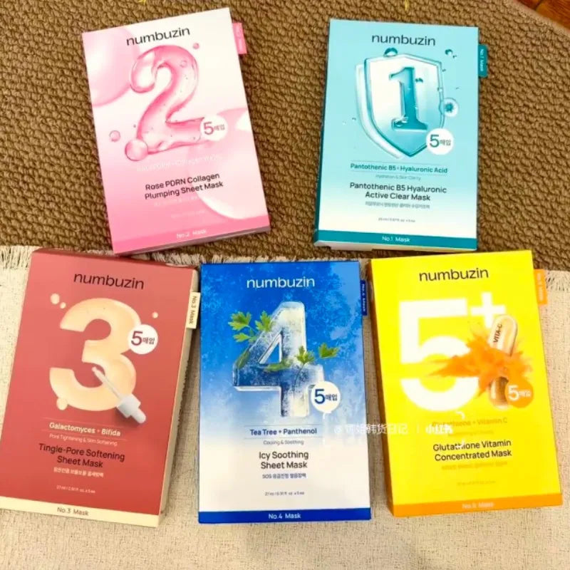 Mask No.1 Active Clear, No.2 Plumping, No.3 Tingle-Pore, No.4 Soothing, No.5 Vitamin C, No.9 Lifting Face Mask