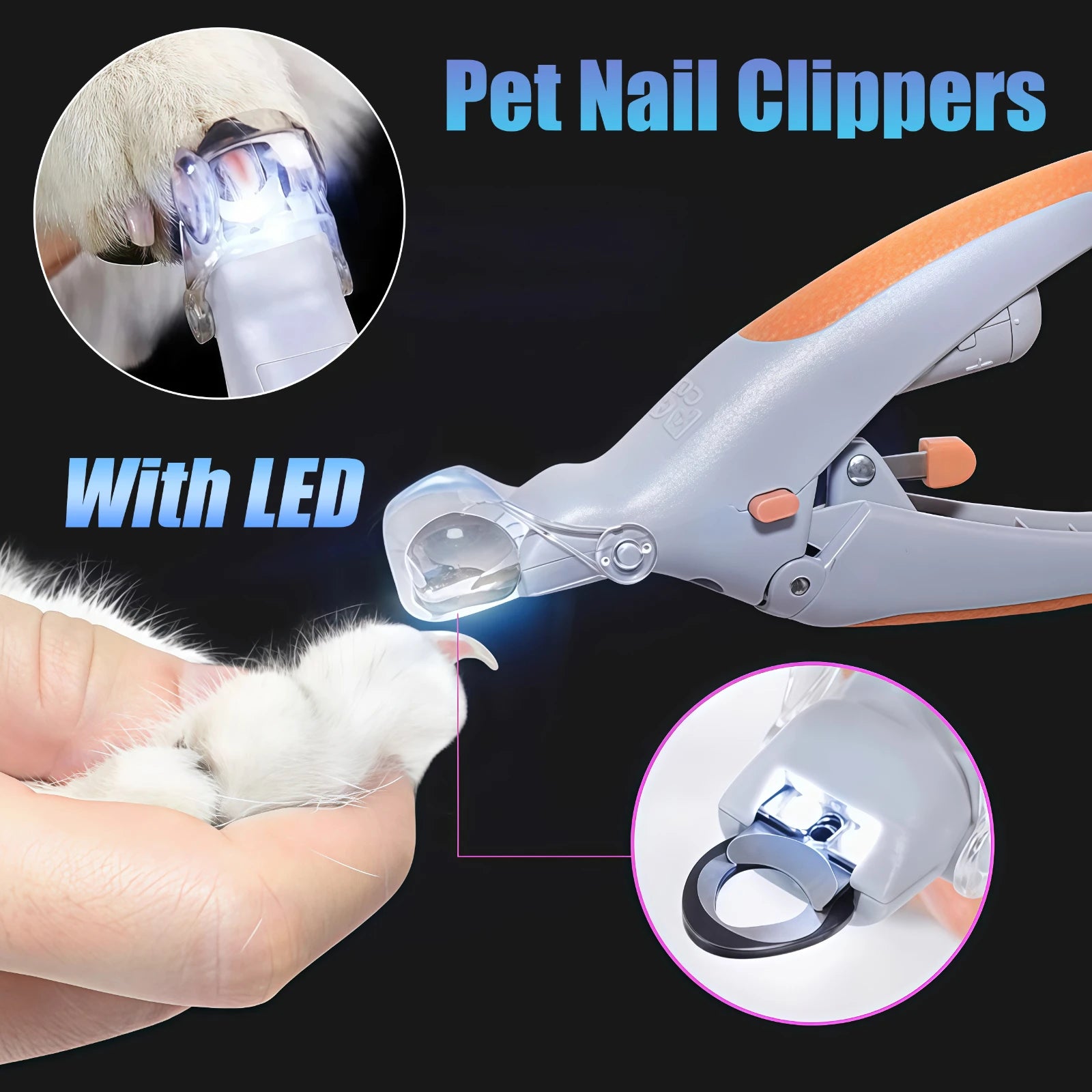 LED Light Cat Dog Nail Clipper Tool Scissors Nail Toeclaw Cutter Scissors Pet Supply