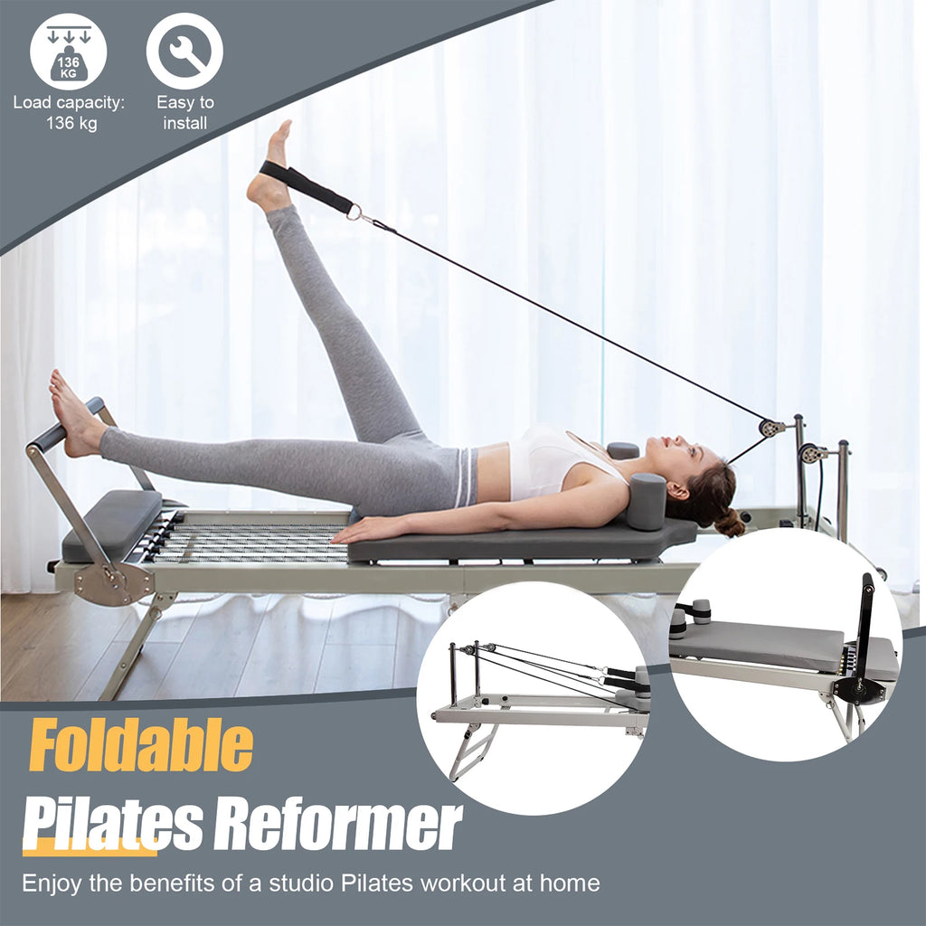 Large Folding Pilates Reformer Equipment Core Yoga Bed Home Fitness Weight Loss Steel ABS Steels Material Pilates Machine