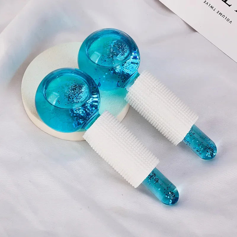 2PCS/Beauty Crystal Ball Facial Cooling Ice Globes Water Wave Face and Eye Massage Skin Care