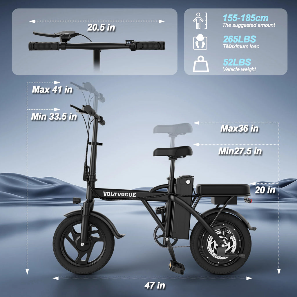 Electric Bike 22MPH 40Miles 14inch All-Terrain E-Bike for Adults