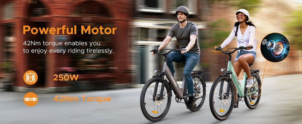 "Electric Bike for Comuting, 120km Range, 250W, 36V 13Ah Battery, Speed 25 km/h, 7 Gears, Disc Brakes E-bike