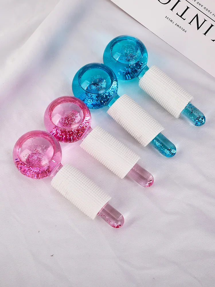 2PCS/Beauty Crystal Ball Facial Cooling Ice Globes Water Wave Face and Eye Massage Skin Care