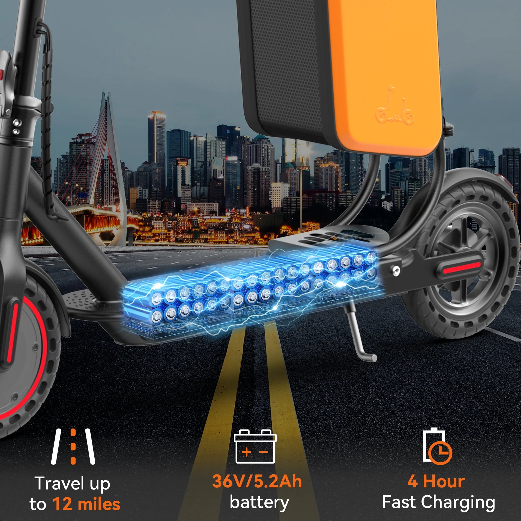 Electric Scooter With Seat Storage Bag 350W 36V 5.2Ah 19/MPH 16Miles Range APP Control Commute E-Scooter