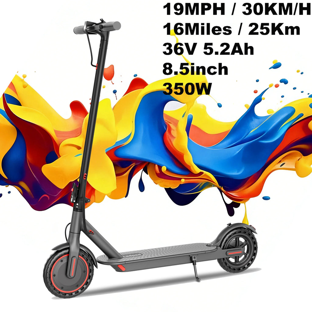Electric Scooter With Seat Storage Bag 350W 36V 5.2Ah 19/MPH 16Miles Range APP Control Commute E-Scooter