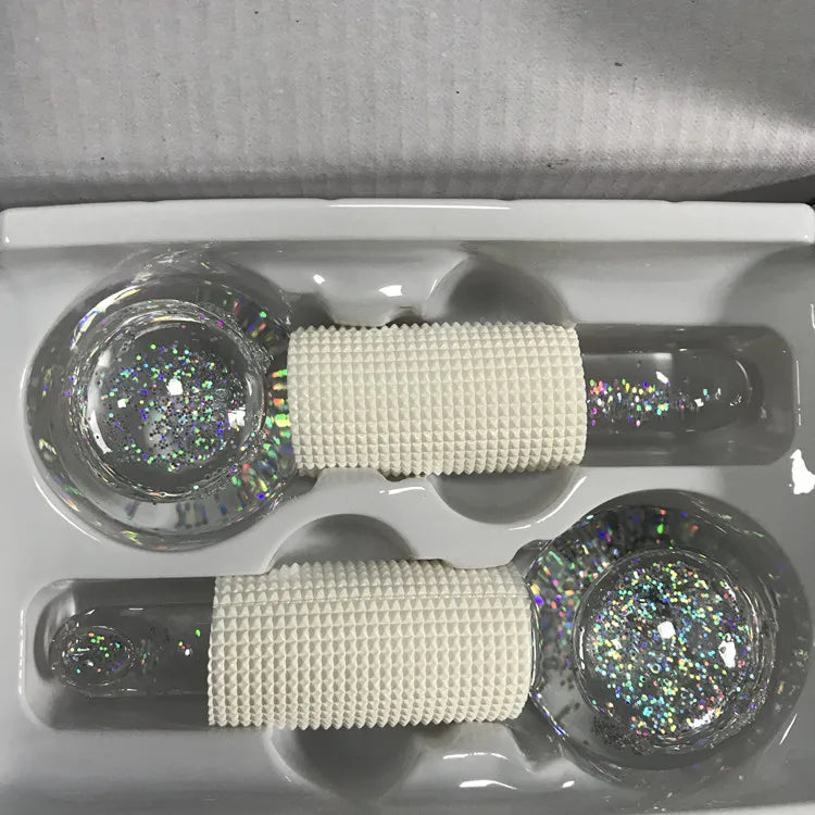 2PCS/Beauty Crystal Ball Facial Cooling Ice Globes Water Wave Face and Eye Massage Skin Care