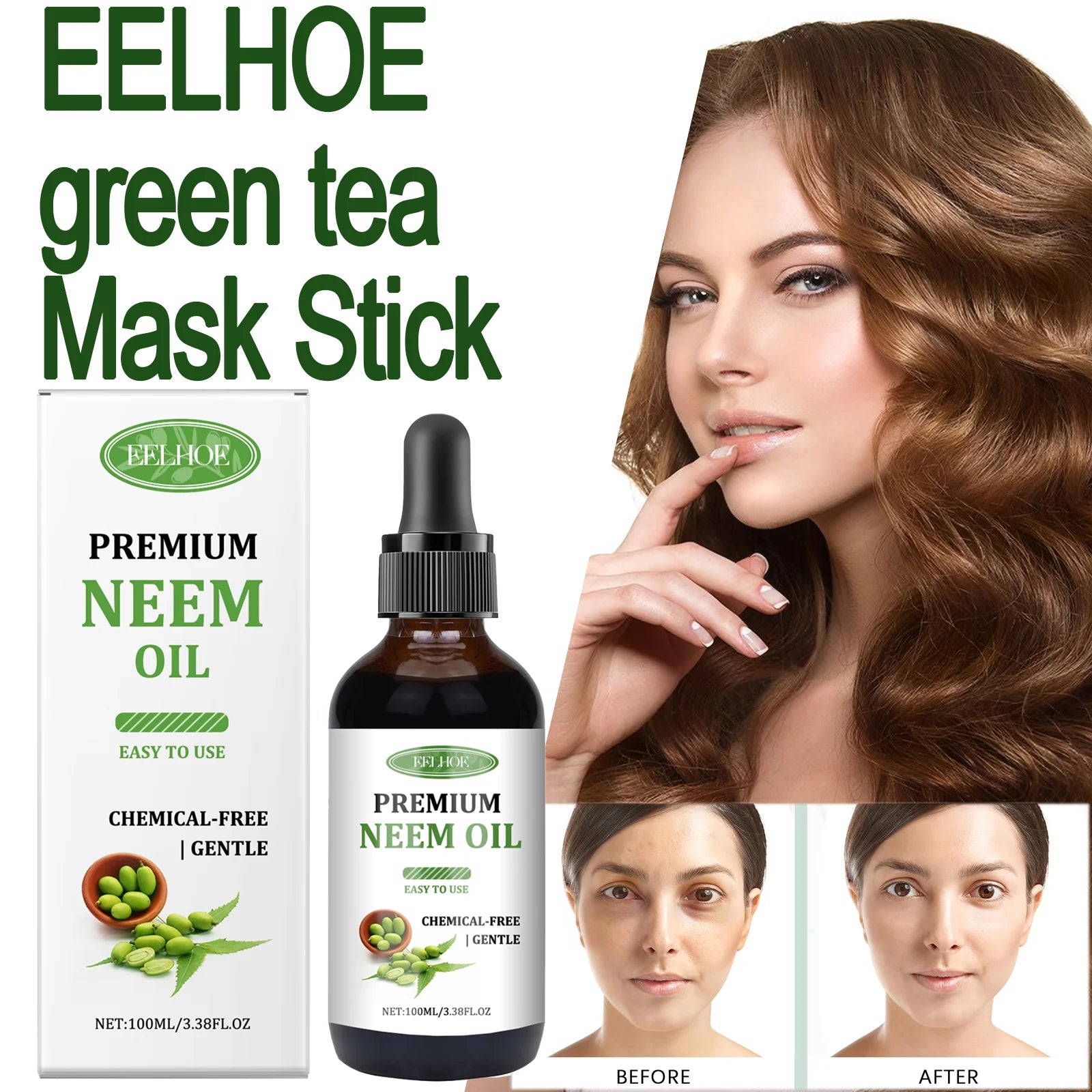 EELHOE Premium Neem Oil Massage Oil Activate Hair Follicles Stimulate Hair Growth Deeply Moisturize Nourish Skin Non-Irritating