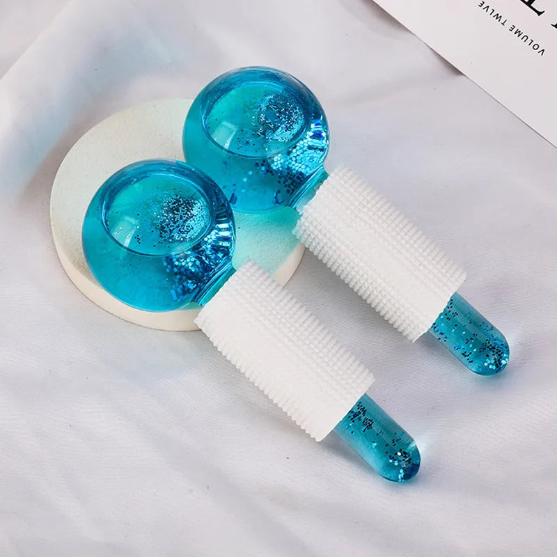 2PCS/Beauty Crystal Ball Facial Cooling Ice Globes Water Wave Face and Eye Massage Skin Care