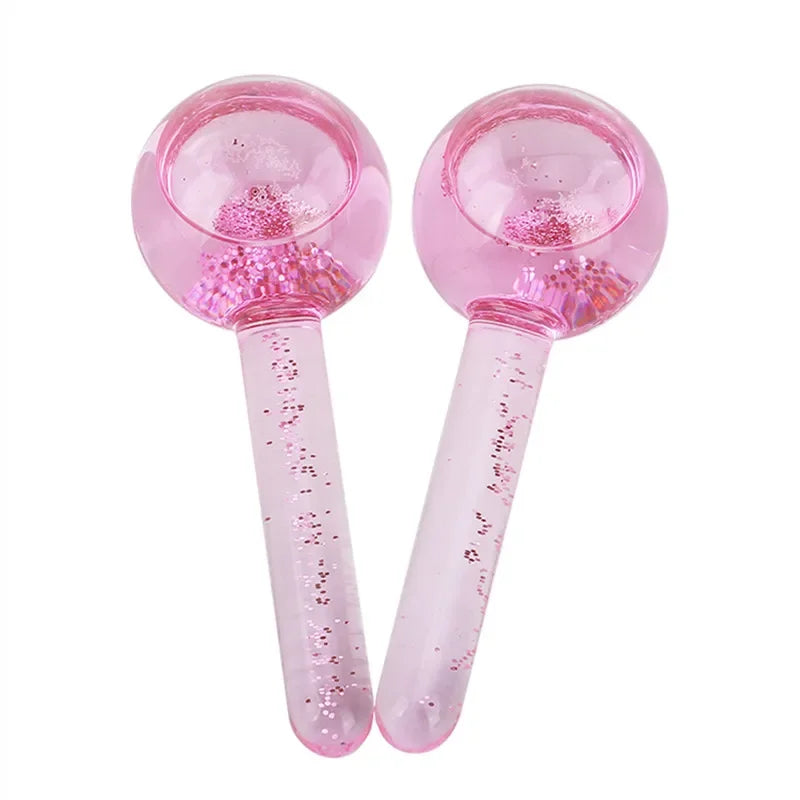 2PCS/Beauty Crystal Ball Facial Cooling Ice Globes Water Wave Face and Eye Massage Skin Care