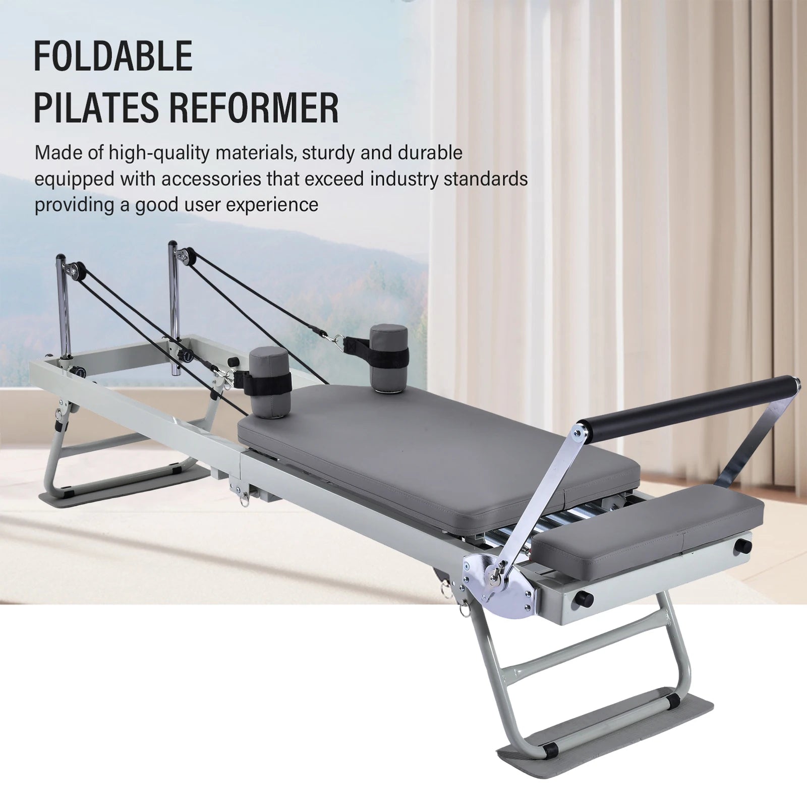 Large Folding Pilates Reformer Equipment Core Yoga Bed Home Fitness Weight Loss Steel ABS Steels Material Pilates Machine