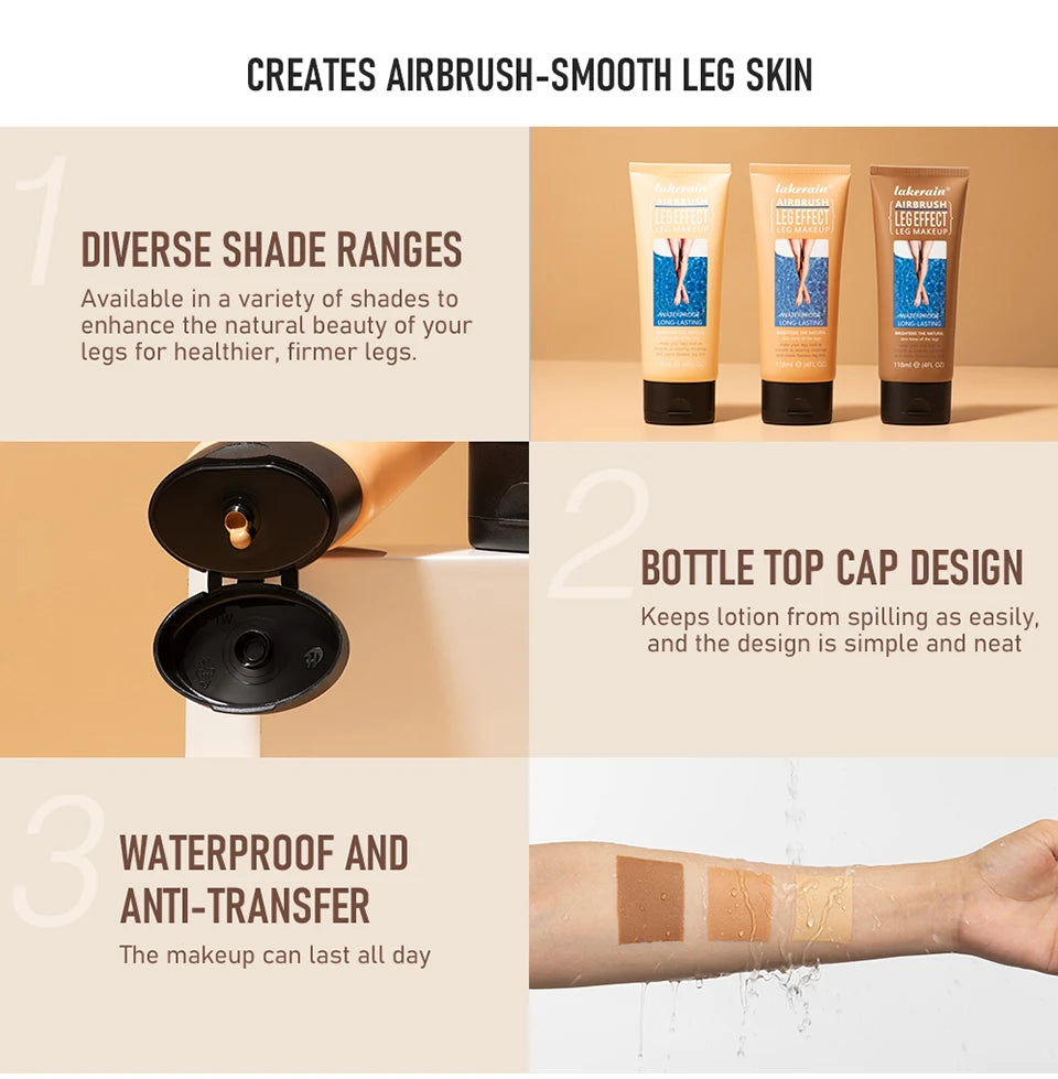 116ml Leg Makeup Waterproof Long Lasting Body Foundation Even Skin Tone Medium Bronze Tanning Cream Anti-Transfer