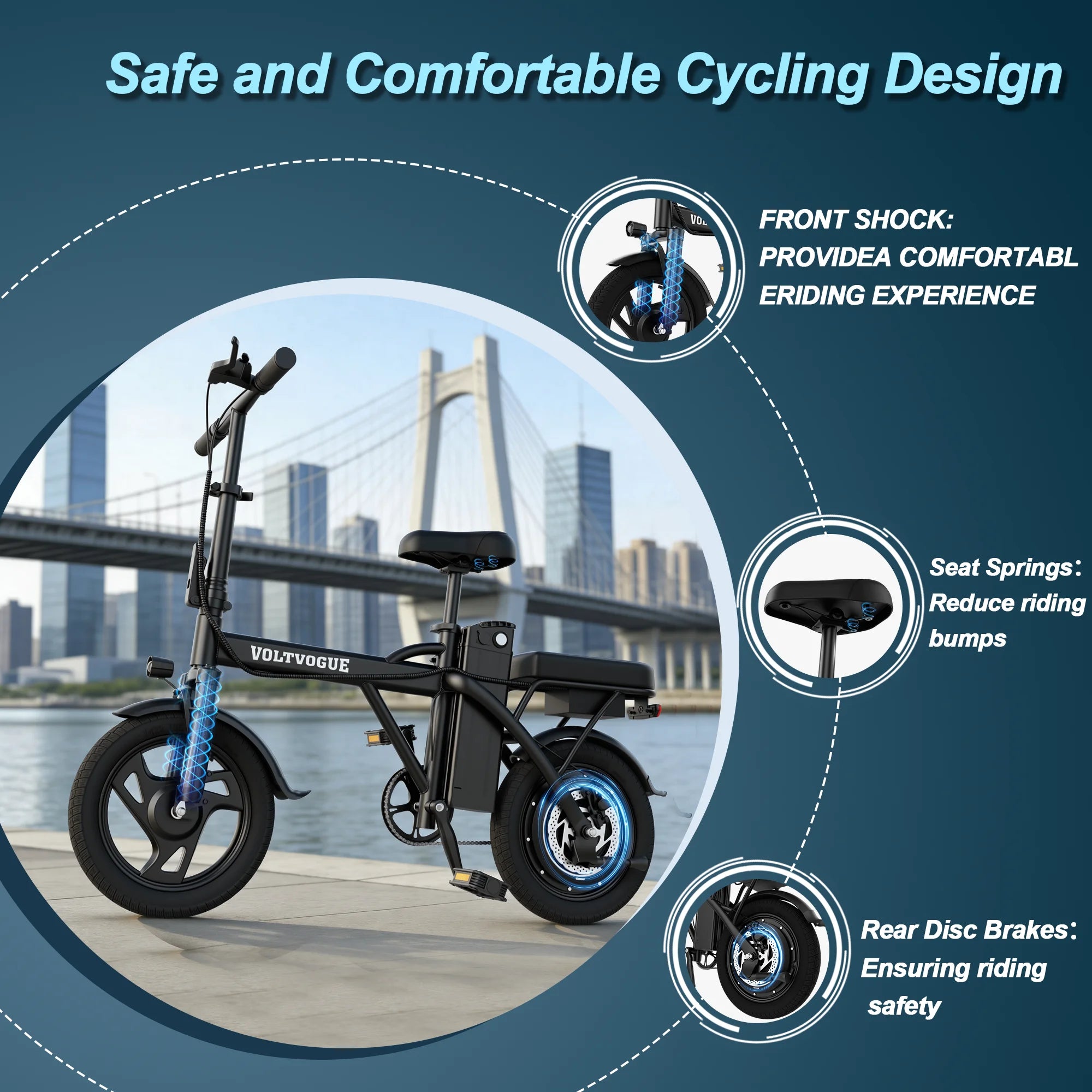 Electric Bike 22MPH 40Miles 14inch All-Terrain E-Bike for Adults
