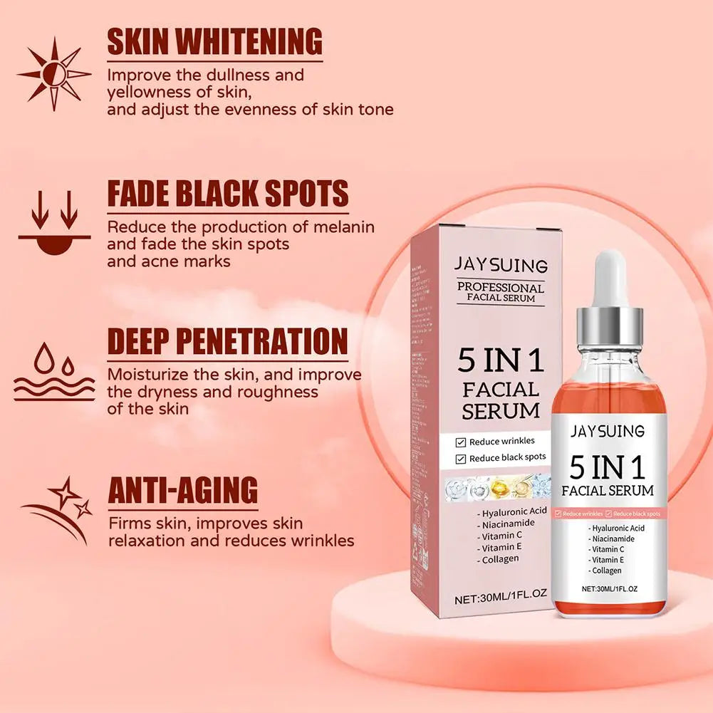 Sérum Facial 5 en 1 con Vitamina C y Ácido Hialurónico, 30 ml