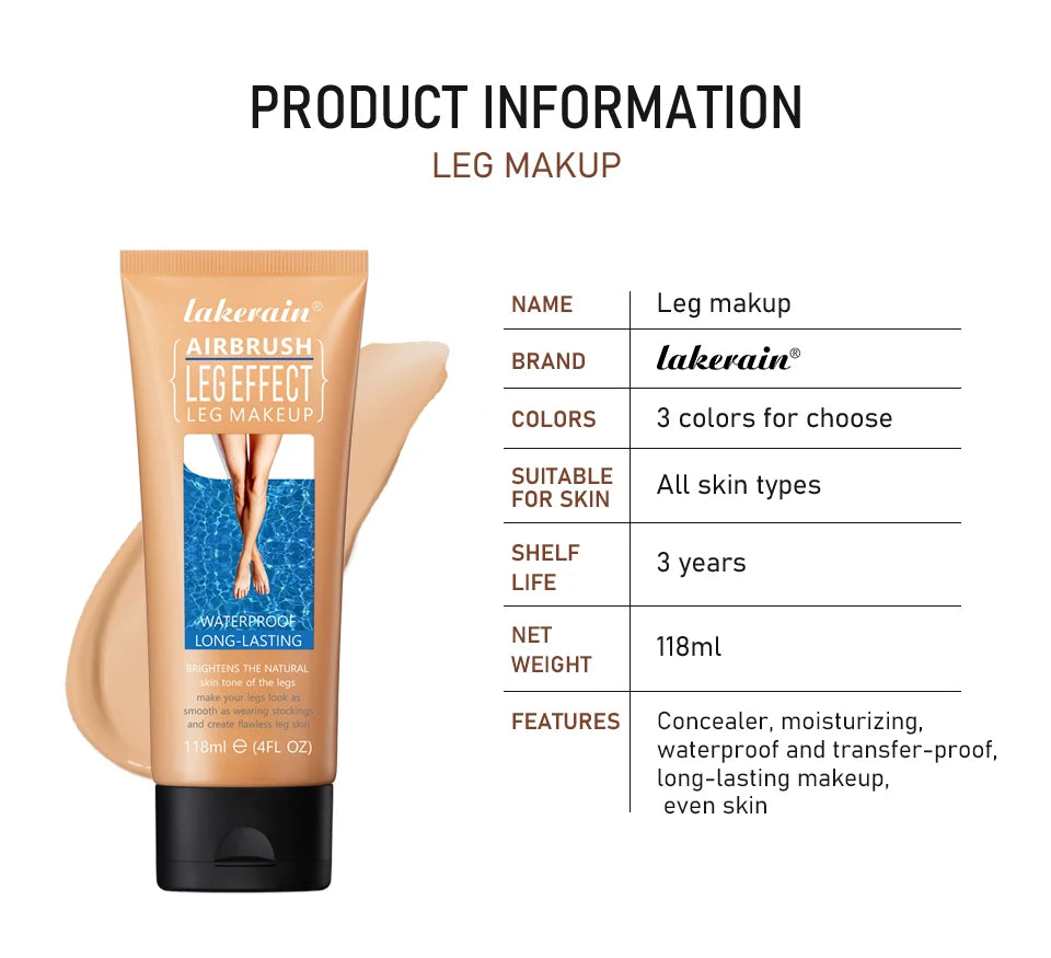 116ml Leg Makeup Waterproof Long Lasting Body Foundation Even Skin Tone Medium Bronze Tanning Cream Anti-Transfer