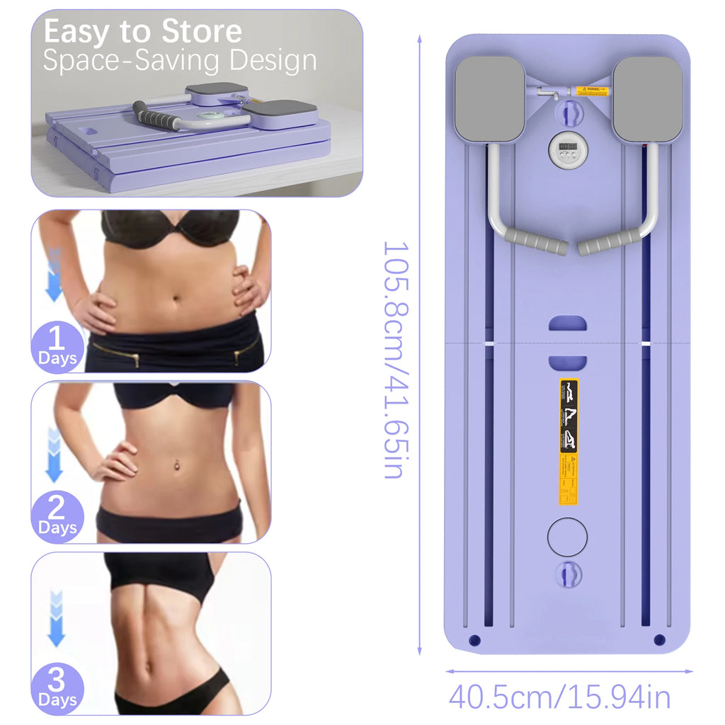 Portable Pilates Board Foldable Core Trainer with Resistance Bands Automatic Rebound Pushup Board with Knee Pad and Phone Holder