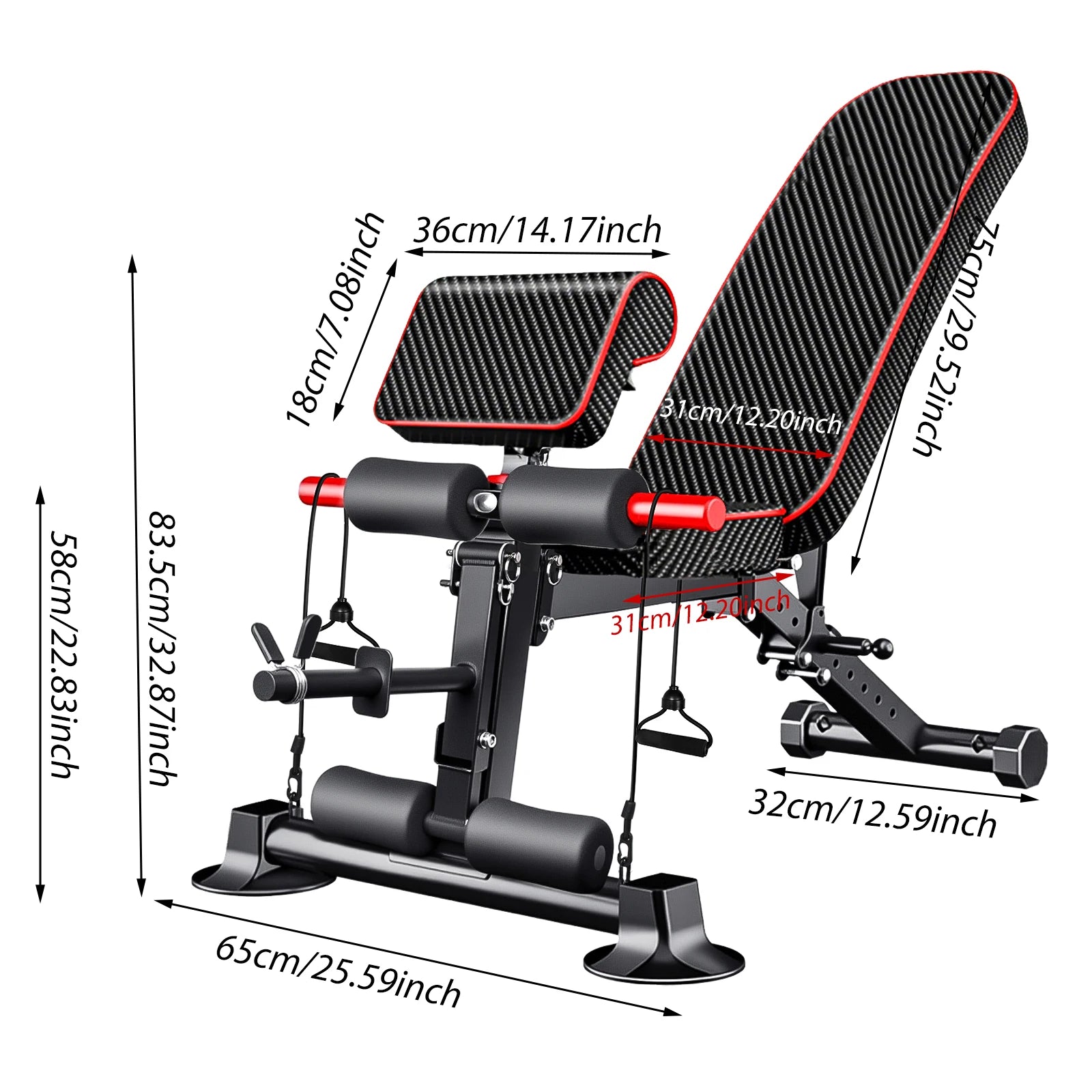 Adjustable Workout Weight Bench Full Body Exercise Dumbbell Bench with Resistance Band Lifting Sit-Ups Gym Workouts Weight Bench