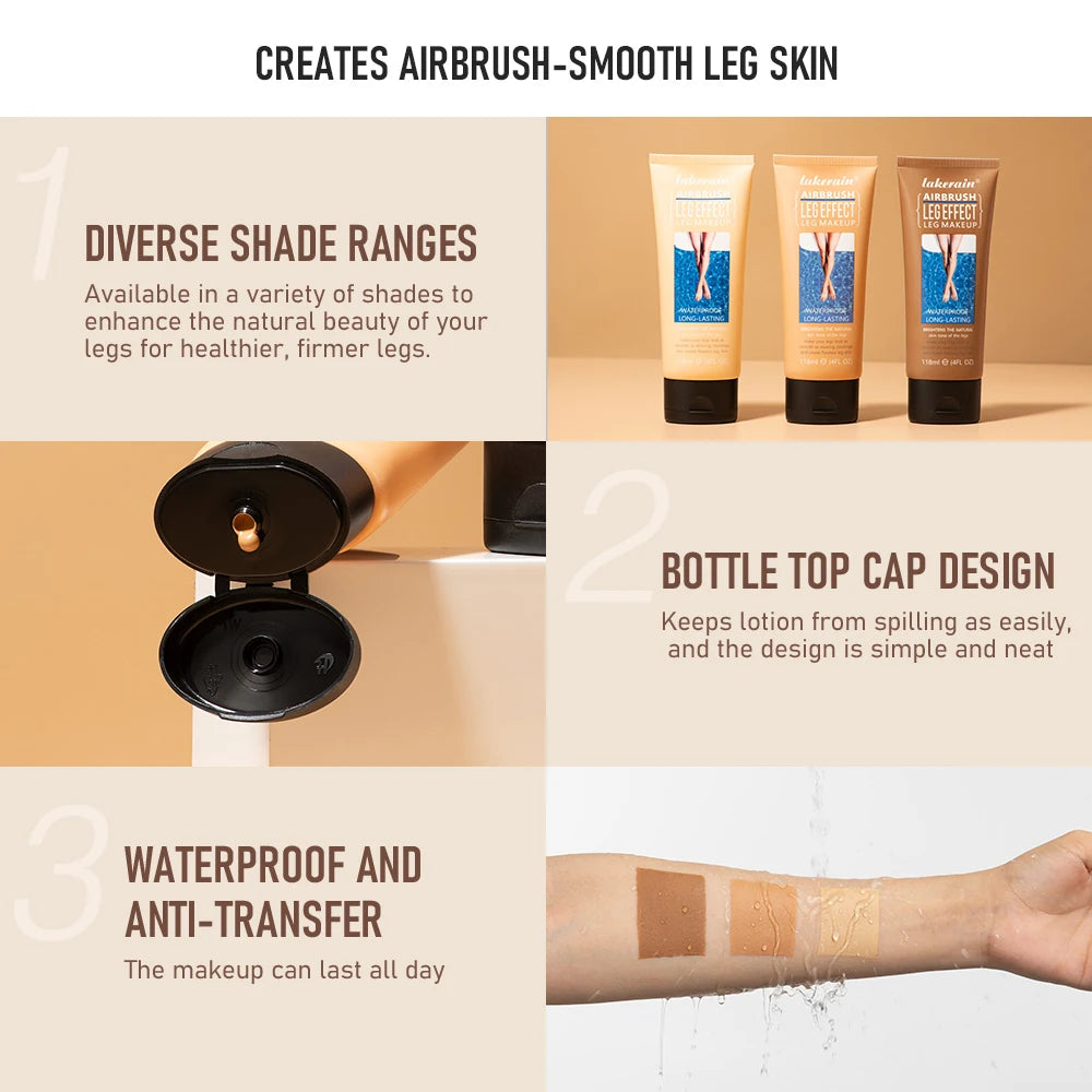 116ml Leg Makeup Waterproof Long Lasting Body Foundation Even Skin Tone Medium Bronze Tanning Cream Anti-Transfer