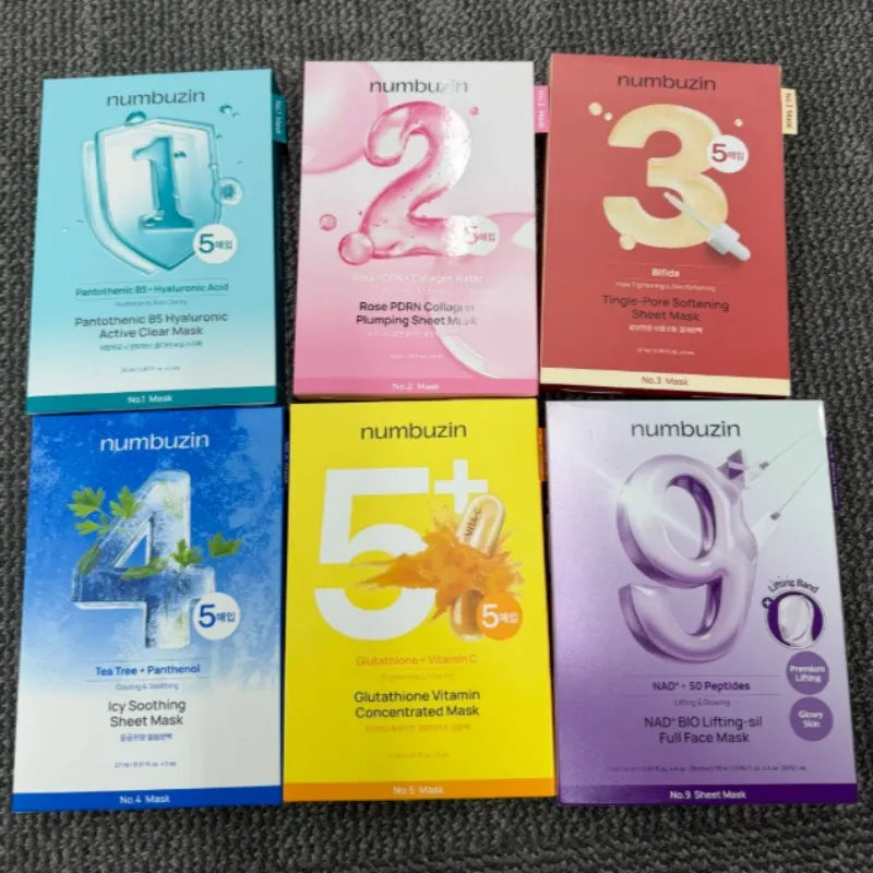 Mask No.1 Active Clear, No.2 Plumping, No.3 Tingle-Pore, No.4 Soothing, No.5 Vitamin C, No.9 Lifting Face Mask