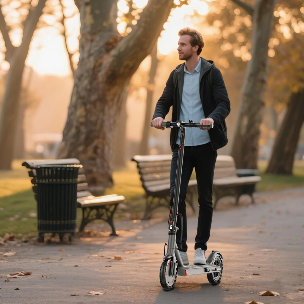 Electric Scooter With Seat Storage Bag 350W 36V 5.2Ah 19/MPH 16Miles Range APP Control Commute E-Scooter