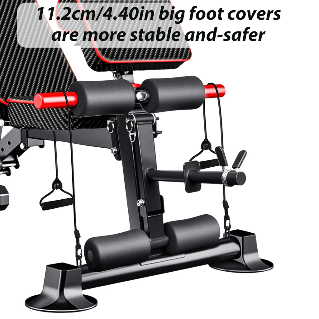 Adjustable Workout Weight Bench Full Body Exercise Dumbbell Bench with Resistance Band Lifting Sit-Ups Gym Workouts Weight Bench