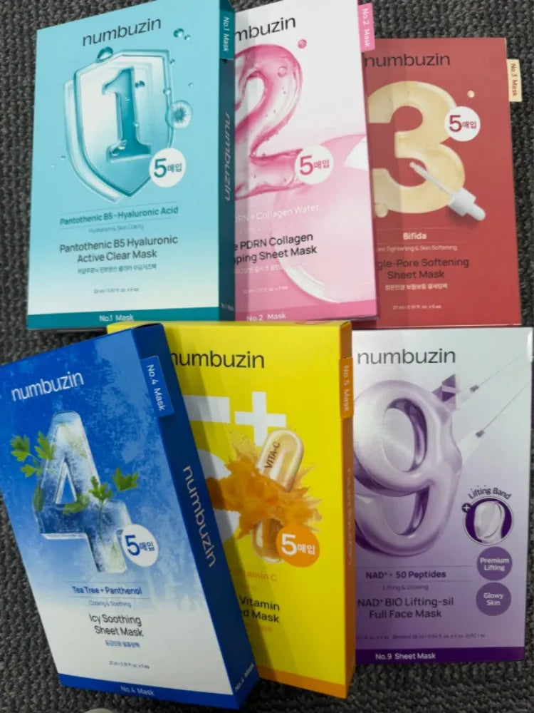 Mask No.1 Active Clear, No.2 Plumping, No.3 Tingle-Pore, No.4 Soothing, No.5 Vitamin C, No.9 Lifting Face Mask