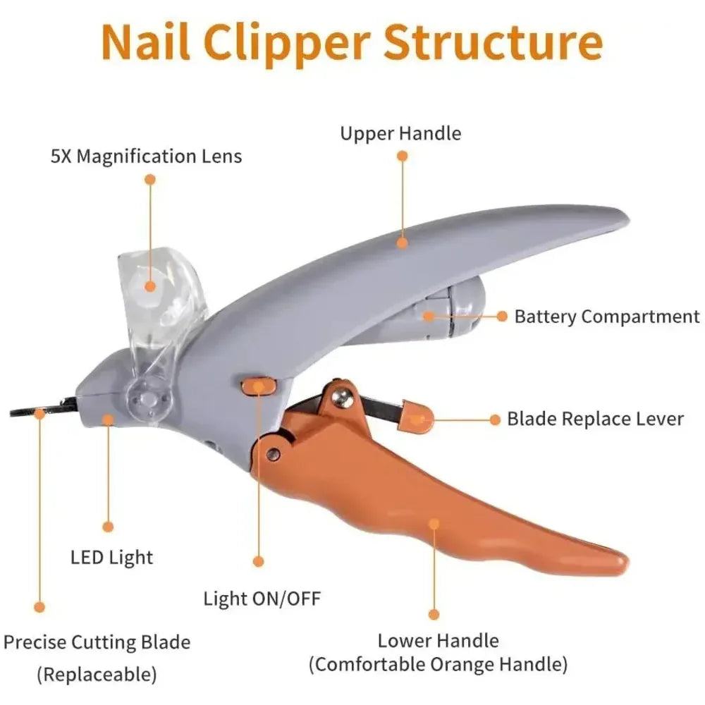 LED Light Cat Dog Nail Clipper Tool Scissors Nail Toeclaw Cutter Scissors Pet Supply