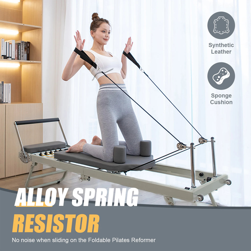Large Folding Pilates Reformer Equipment Core Yoga Bed Home Fitness Weight Loss Steel ABS Steels Material Pilates Machine