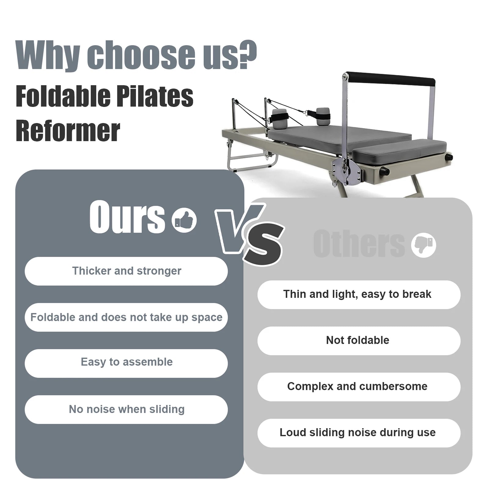Large Folding Pilates Reformer Equipment Core Yoga Bed Home Fitness Weight Loss Steel ABS Steels Material Pilates Machine
