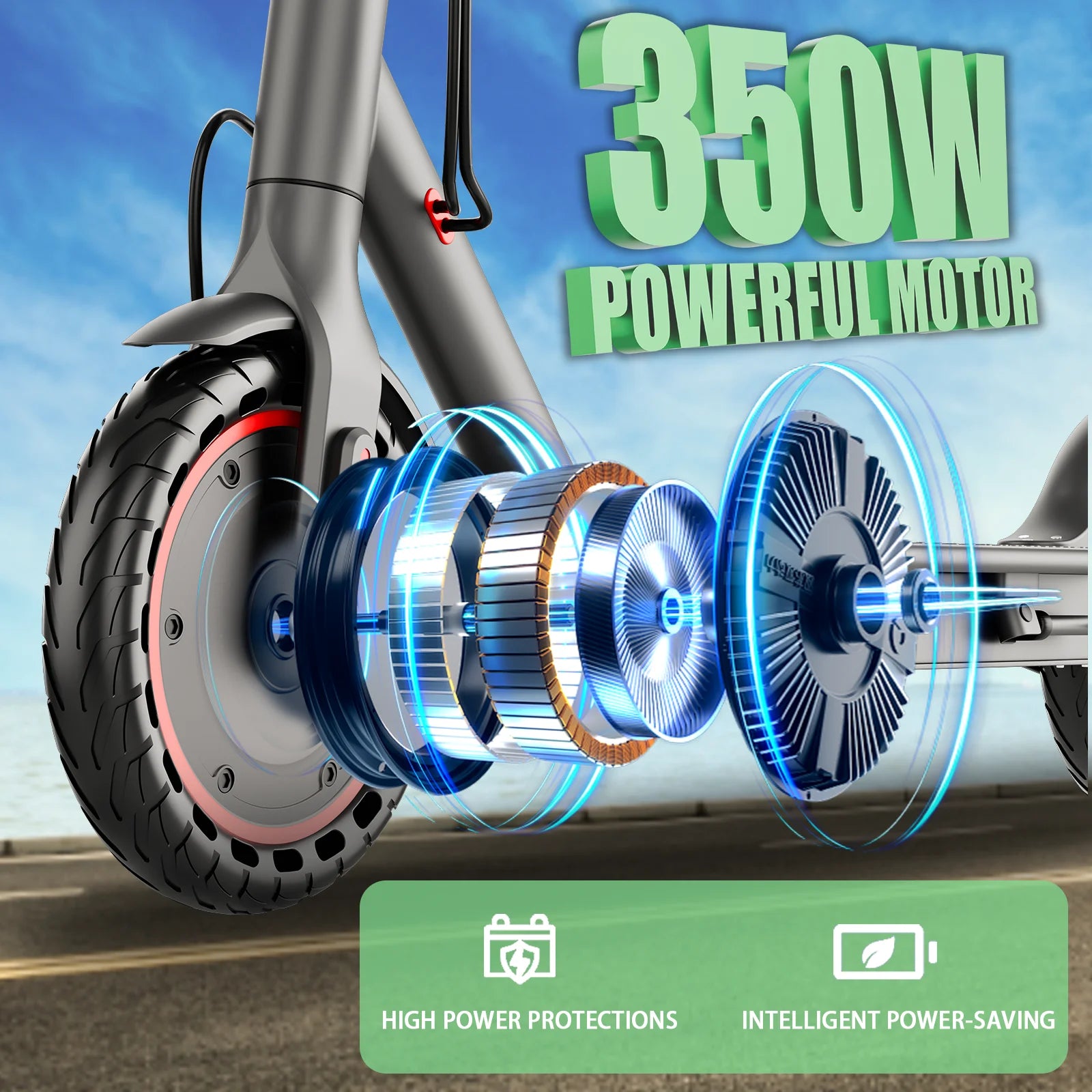 Electric Scooter With Seat Storage Bag 350W 36V 5.2Ah 19/MPH 16Miles Range APP Control Commute E-Scooter