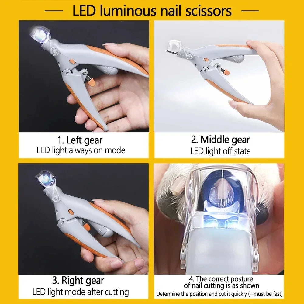 LED Light Cat Dog Nail Clipper Tool Scissors Nail Toeclaw Cutter Scissors Pet Supply