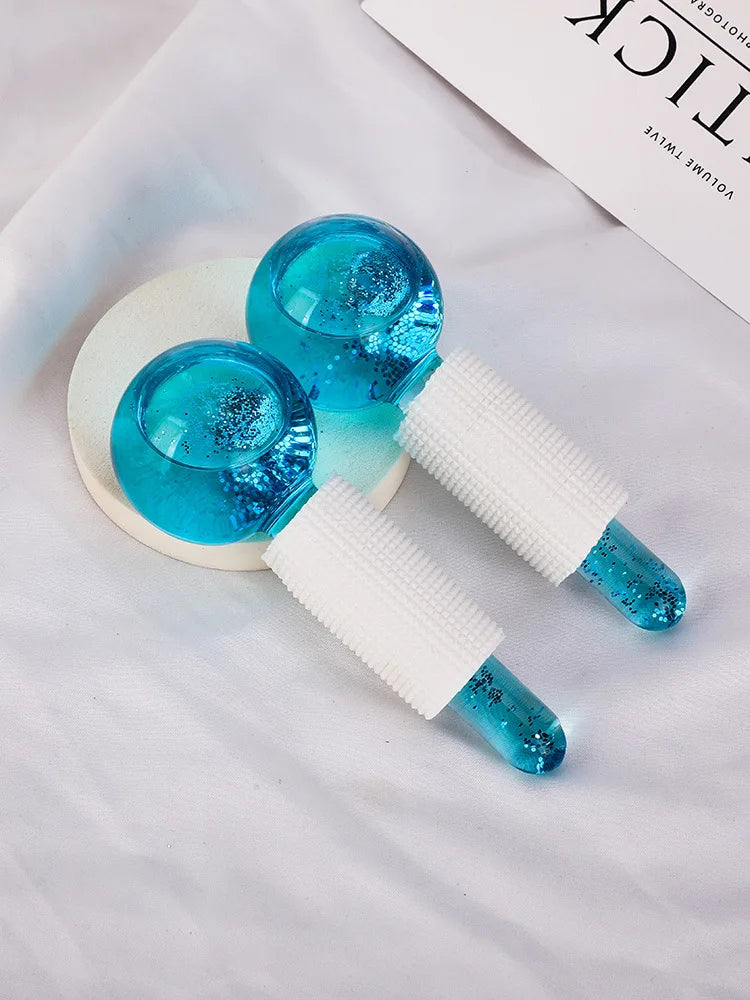 2PCS/Beauty Crystal Ball Facial Cooling Ice Globes Water Wave Face and Eye Massage Skin Care