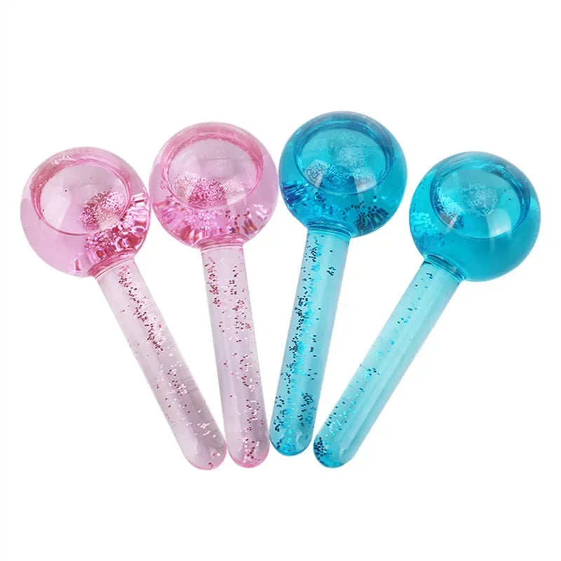 2PCS/Beauty Crystal Ball Facial Cooling Ice Globes Water Wave Face and Eye Massage Skin Care