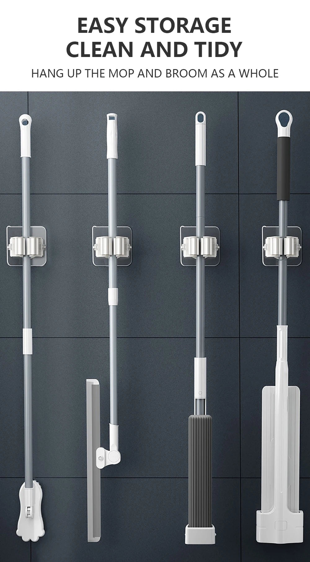 Mop Rack Broom Hanger Hook Kitchen Bathroom Organization Home Organizer Accessories